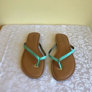 Banana Republic Leather Flip Flop Sandal - Aqua